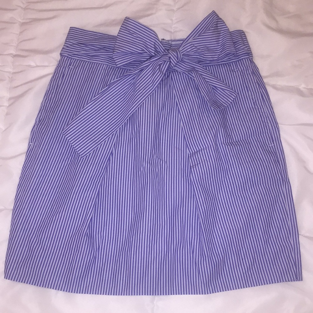 J. Crew striped mini skirt w/ tie front bow